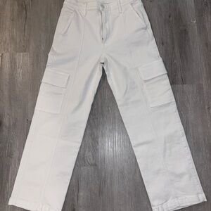 Mother Jeans Size 28 Rambler Cargo Ankle Pants Made In USA Cream Puffs MSRP $238